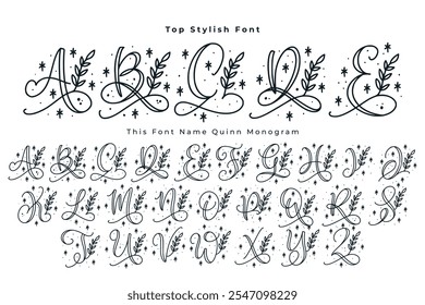 Dieser Schriftartname Quinn Monogram. Für Hochzeitseinladungen, Karten, Dekoration.