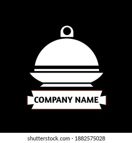 Este es un plato de comida, ilustración del logo vectorial, en un fondo negro