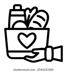 Este ícone de doação de alimentos é adequado para voluntários, humanitários e pessoas de ajuda, etc.
