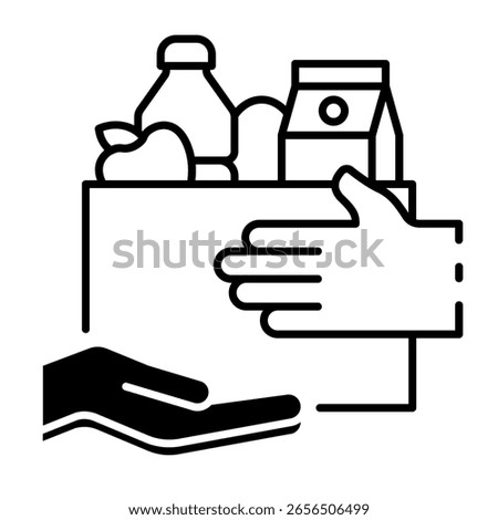 This Food donation icon is suitable for Global Food Crisis, Food Bank, etc.