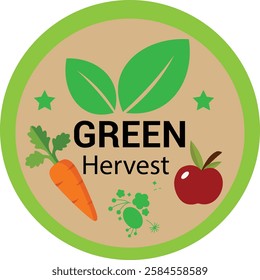 This food logo embodies the essence of freshness and sustainability with a vibrant green harvest theme. The green color symbolizes growth, nature, and healthy living, while the harvest element connect