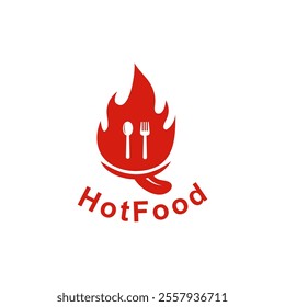 This is a food logo with red spoon, fork, fire and tongue elements, suitable for logo designs for food stalls, food sellers, grocery stores, spicy noodles, seblak, spicy food, spicy specials,