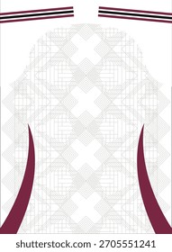 Este patrón de Vector de jersey de fútbol cuenta con un moderno diseño geométrico de líneas con Formas abstractas simétricas, creando una estética de ropa deportiva limpia y profesional.
