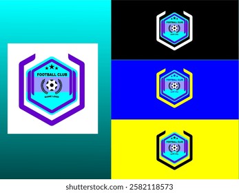 This football logo has a solid hexagon shape, symbolizing team strength and solidarity. The dominant blue color reflects trust, professionalism and the spirit of sportsmanship in the world of football