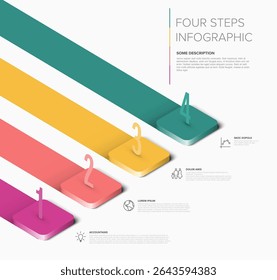This four steps infographic diagram shows a process or stages with numbers 1 to 4. Use this infographic diagram for presentations showing a four-step process.