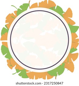 This is a frame for a circular background illustration featuring ginkgo leaves in autumn.