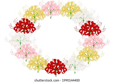 This is a frame illustration of colorful higanbana flowers.