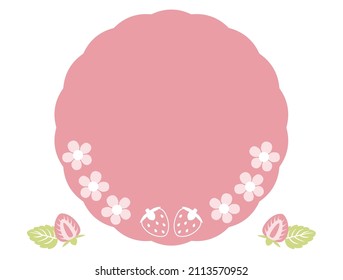 This is a frame illustration of a strawberry flower and fruit.