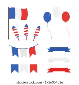 This is French objects. Vector illustration. Could be used for French National Day, July 14, Bastille Day.