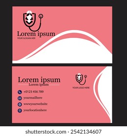 This fresh business card design features a sleek, black background that exudes professionalism and sophistication. The nursing logo is prominently displayed in a clean, minimalist style, with contrast