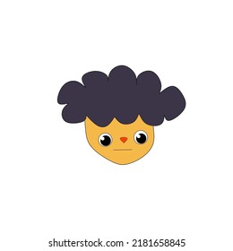 this is a frizzy little boy vector with a flat and cute face