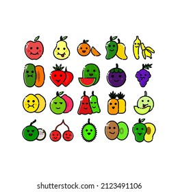 Este es un icono de emoticono de fruta con un estilo de contorno simple