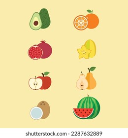 This is a fruit icon collection vector.