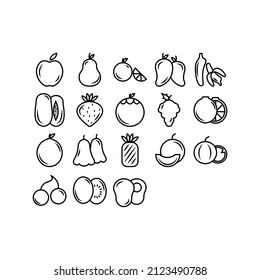 this is a fruit icon set with a simple outline style
