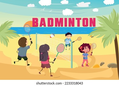 This is a full vector art design of a badminton banner, high resolution and fully editable