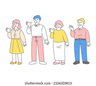 This is a full-body illustration of a bright close family.It's the difference between facial expressions and poses.