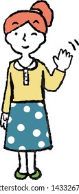This is a full-body illustration of a ponytail woman that represents emotions.