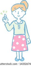 This is a full-body illustration of a ponytail woman that represents emotions.