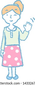This is a full-body illustration of a ponytail woman that represents emotions.
