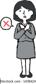 This is a full-length illustration of a business Bob cut woman that expresses emotions.