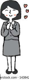 This is a full-length illustration of a business Bob cut woman that expresses emotions.
