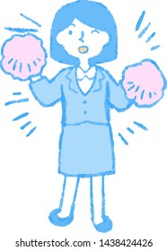 This is a full-length illustration of a business Bob cut woman that expresses emotions.