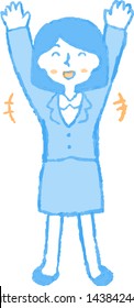 This is a full-length illustration of a business Bob cut woman that expresses emotions.