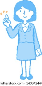 This is a full-length illustration of a business Bob cut woman that expresses emotions.