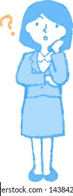 This is a full-length illustration of a business Bob cut woman that expresses emotions.