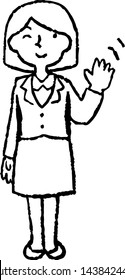 This is a full-length illustration of a business Bob cut woman that expresses emotions.