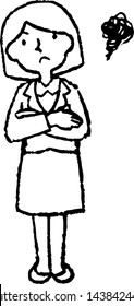 This is a full-length illustration of a business Bob cut woman that expresses emotions.