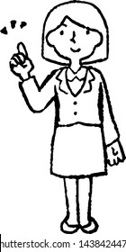 This is a full-length illustration of a business Bob cut woman that expresses emotions.