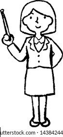 This is a full-length illustration of a business Bob cut woman that expresses emotions.