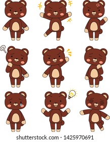 This is a full-length illustration of the cute Bear character set.