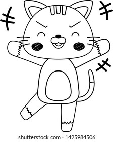 This is a full-length illustration of the cute brown cat character.