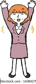 This is a full-length illustration of a cute business woman that expresses emotions.