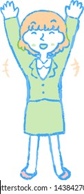 This is a full-length illustration of a cute business woman that expresses emotions.