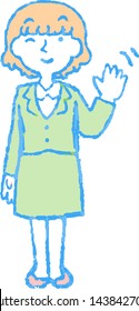 This is a full-length illustration of a cute business woman that expresses emotions.