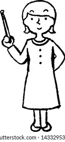 This is a full-length illustration of a woman in a one-piece dress that expresses emotions.