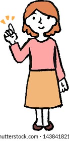 This is a full-length illustration of a woman in a skirt that expresses emotions.