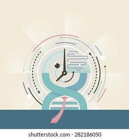 This fully editable vector illustration is a metaphor for modifying the human genetic code to increase peoples lifespans.