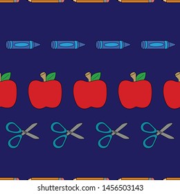 This fun Back to School Pattern is great to add to your project! These hand drawn elements make up a seamless vector repeat pattern. A mix of school items make it great for paper, stationary,   school