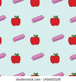 This fun Back to School Pattern is great to add to your project! These hand drawn elements make up a seamless vector repeat pattern. A mix of school items make it great for paper, stationary,   school