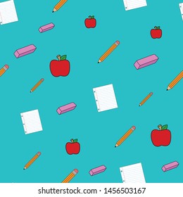This fun Back to School Pattern is great to add to your project! These hand drawn elements make up a seamless vector repeat pattern. A mix of school items make it great for paper, stationary,   school