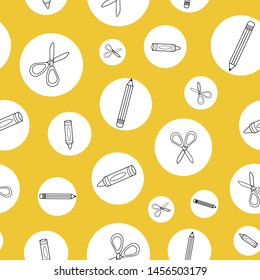 This fun Back to School Pattern is great to add to your project! These hand drawn elements make up a seamless vector repeat pattern. A mix of school items make it great for paper, stationary,   school