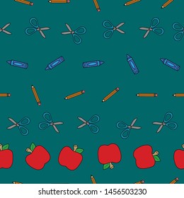 This fun Back to School Pattern is great to add to your project! These hand drawn elements make up a seamless vector repeat pattern. A mix of school items make it great for paper, stationary,   school