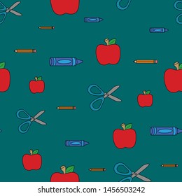 This fun Back to School Pattern is great to add to your project! These hand drawn elements make up a seamless vector repeat pattern. A mix of school items make it great for paper, stationary,   school