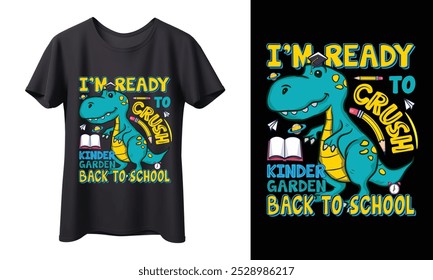 Esta divertida camiseta de regreso a la escuela presenta un lindo dinosaurio listo para "aplastar" el jardín de infantes con divertidos gráficos temáticos de la escuela, ¡perfecto para la ropa de los niños!