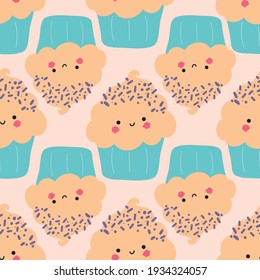 "This fun and cheerful kawaii pattern is filled with cute and colorful cakes and ice cream with adorable smiles. This print is part of my Sweets are Sweet collection. 