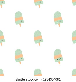 "This fun and cheerful kawaii pattern is filled with cute and colorful cakes and ice cream with adorable smiles. This print is part of my Sweets are Sweet collection. 